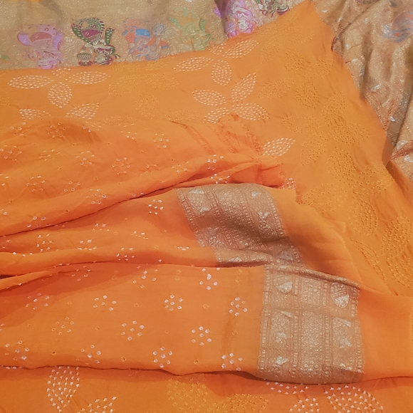 Bandhani Saree (Katan-Kanchipurum Style) Human Figures! Brand new! - Picture 13 of 16